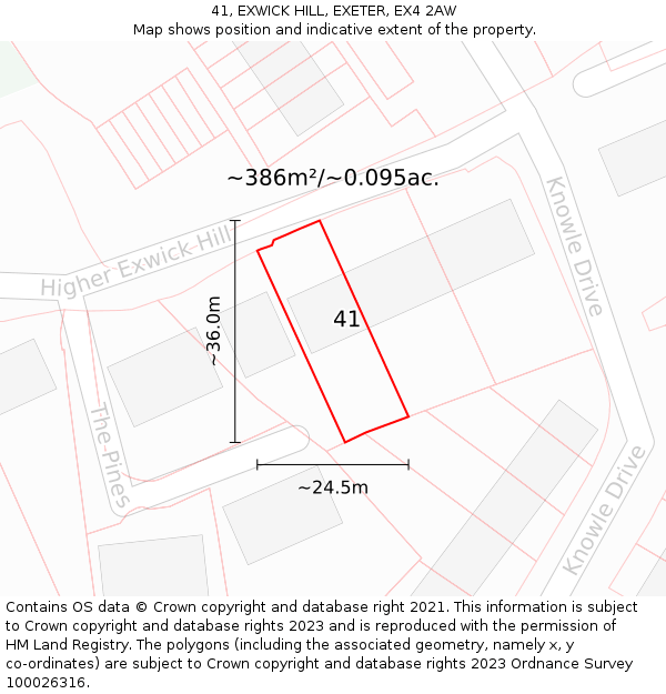 41, EXWICK HILL, EXETER, EX4 2AW: Plot and title map