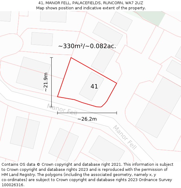 41, MANOR FELL, PALACEFIELDS, RUNCORN, WA7 2UZ: Plot and title map