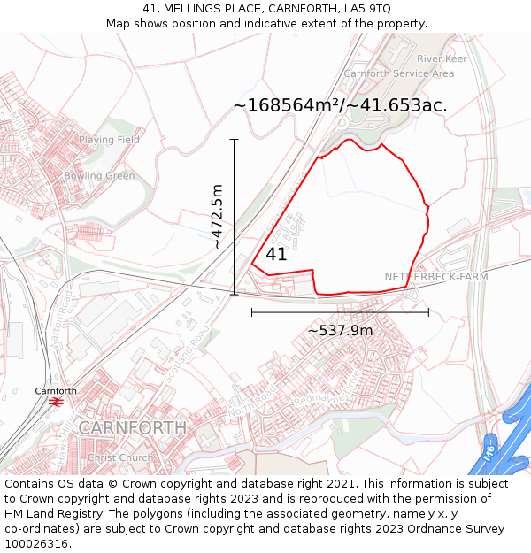 41, MELLINGS PLACE, CARNFORTH, LA5 9TQ: Plot and title map
