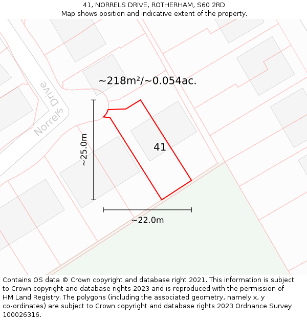 41, NORRELS DRIVE, ROTHERHAM, S60 2RD: Plot and title map
