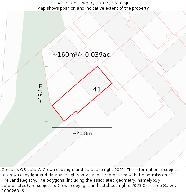 41, REIGATE WALK, CORBY, NN18 9JP: Plot and title map
