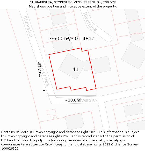 41, RIVERSLEA, STOKESLEY, MIDDLESBROUGH, TS9 5DE: Plot and title map