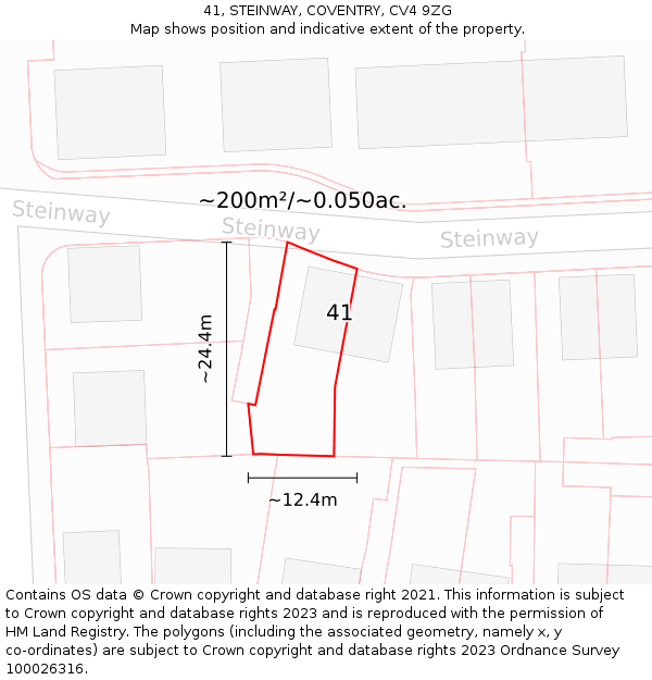41, STEINWAY, COVENTRY, CV4 9ZG: Plot and title map