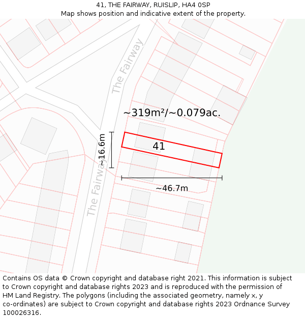 41, THE FAIRWAY, RUISLIP, HA4 0SP: Plot and title map