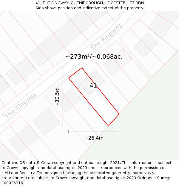 41, THE RINGWAY, QUENIBOROUGH, LEICESTER, LE7 3DN: Plot and title map