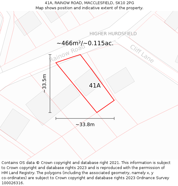 41A, RAINOW ROAD, MACCLESFIELD, SK10 2PG: Plot and title map