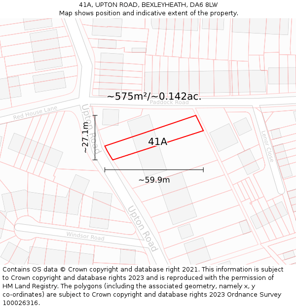 41A, UPTON ROAD, BEXLEYHEATH, DA6 8LW: Plot and title map