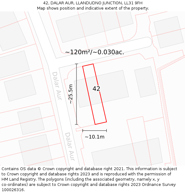 42, DALAR AUR, LLANDUDNO JUNCTION, LL31 9FH: Plot and title map