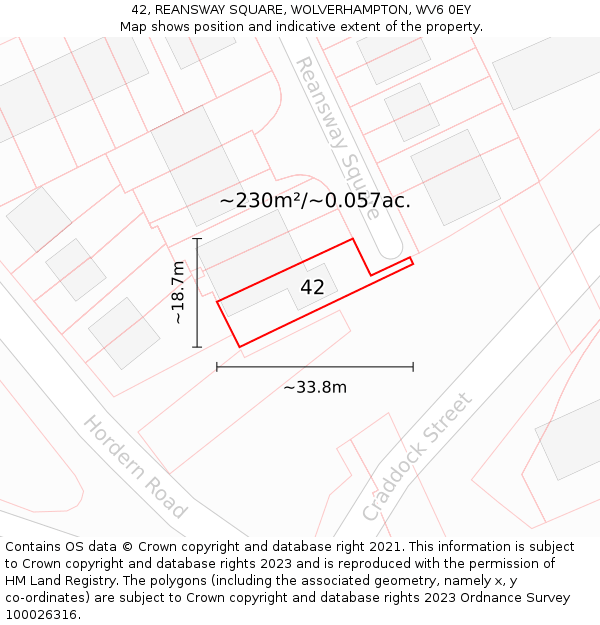42, REANSWAY SQUARE, WOLVERHAMPTON, WV6 0EY: Plot and title map