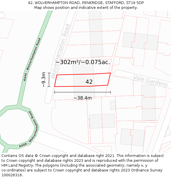 42, WOLVERHAMPTON ROAD, PENKRIDGE, STAFFORD, ST19 5DP: Plot and title map