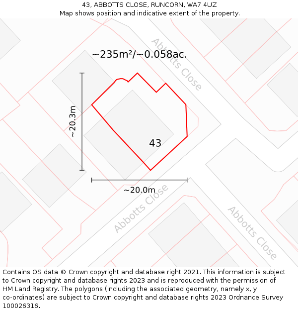 43, ABBOTTS CLOSE, RUNCORN, WA7 4UZ: Plot and title map