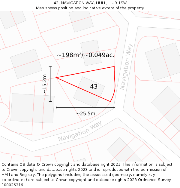 43, NAVIGATION WAY, HULL, HU9 1SW: Plot and title map