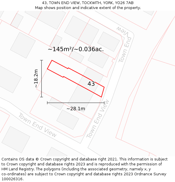 43, TOWN END VIEW, TOCKWITH, YORK, YO26 7AB: Plot and title map