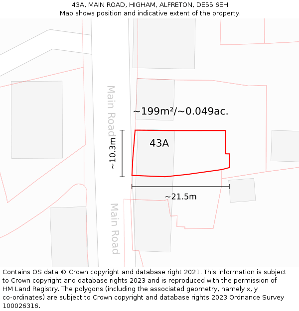 43A, MAIN ROAD, HIGHAM, ALFRETON, DE55 6EH: Plot and title map