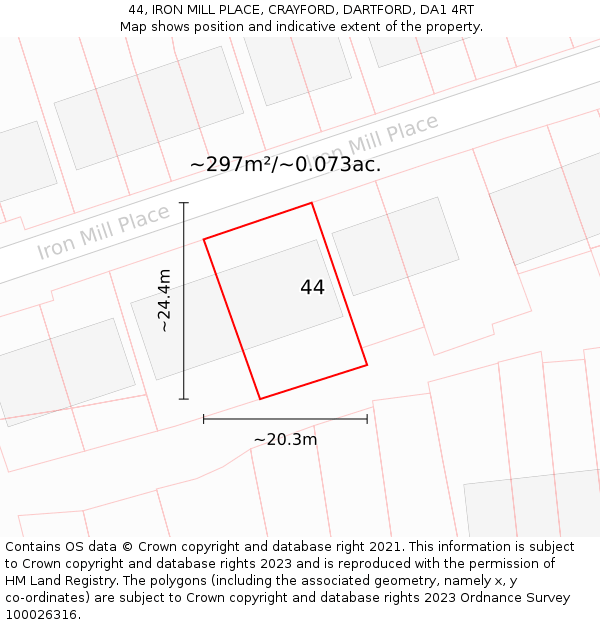 44, IRON MILL PLACE, CRAYFORD, DARTFORD, DA1 4RT: Plot and title map