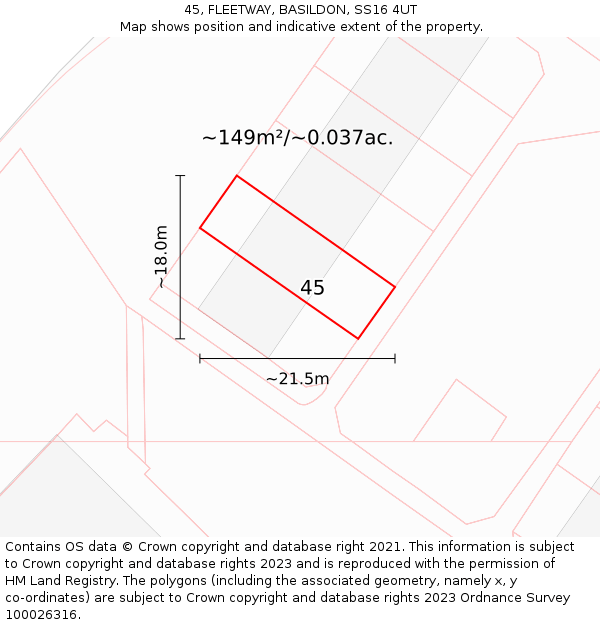 45, FLEETWAY, BASILDON, SS16 4UT: Plot and title map