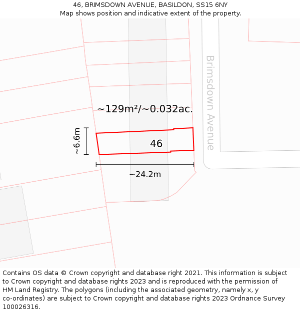 46, BRIMSDOWN AVENUE, BASILDON, SS15 6NY: Plot and title map