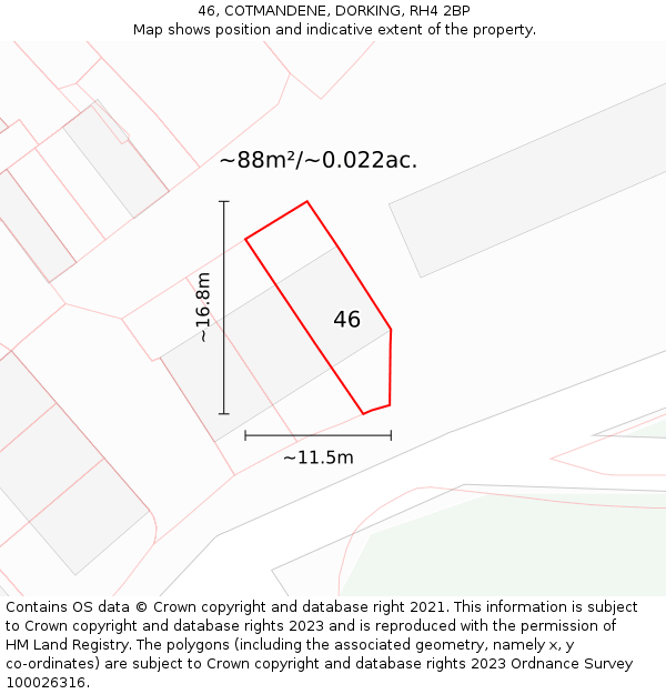 46, COTMANDENE, DORKING, RH4 2BP: Plot and title map