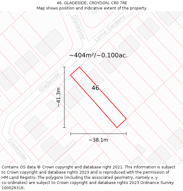 46, GLADESIDE, CROYDON, CR0 7RE: Plot and title map