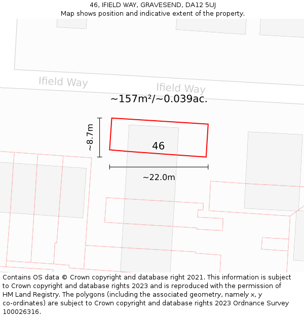 46, IFIELD WAY, GRAVESEND, DA12 5UJ: Plot and title map