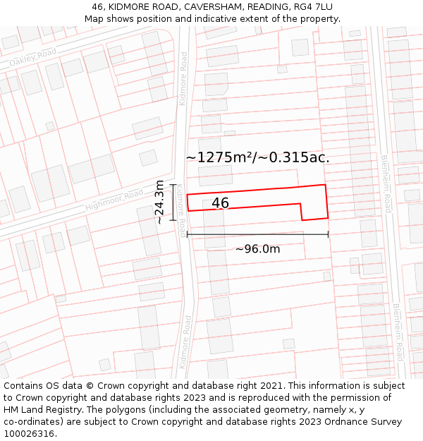46, KIDMORE ROAD, CAVERSHAM, READING, RG4 7LU: Plot and title map