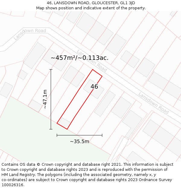 46, LANSDOWN ROAD, GLOUCESTER, GL1 3JD: Plot and title map