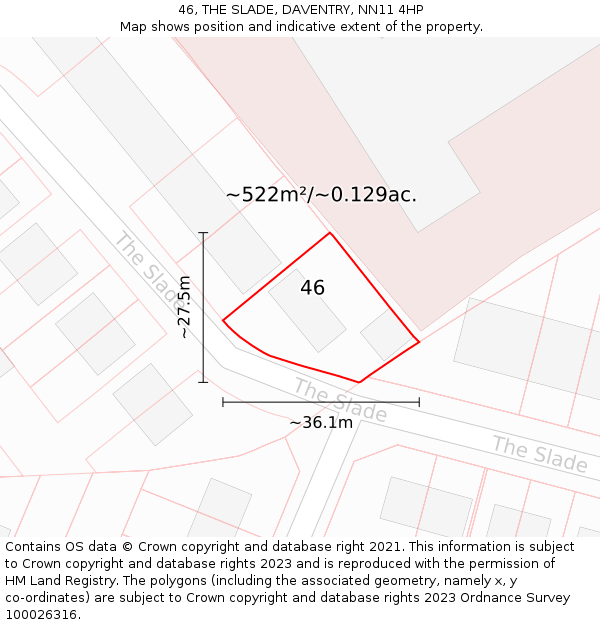 46, THE SLADE, DAVENTRY, NN11 4HP: Plot and title map