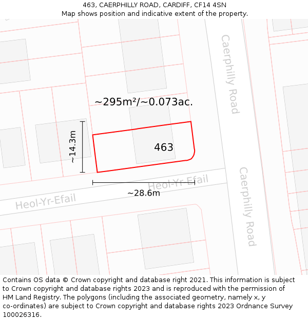 463, CAERPHILLY ROAD, CARDIFF, CF14 4SN: Plot and title map