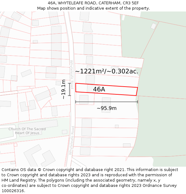 46A, WHYTELEAFE ROAD, CATERHAM, CR3 5EF: Plot and title map