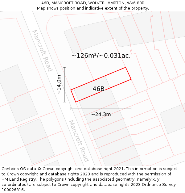 46B, MANCROFT ROAD, WOLVERHAMPTON, WV6 8RP: Plot and title map