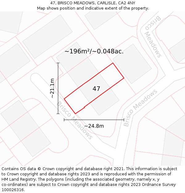 47, BRISCO MEADOWS, CARLISLE, CA2 4NY: Plot and title map