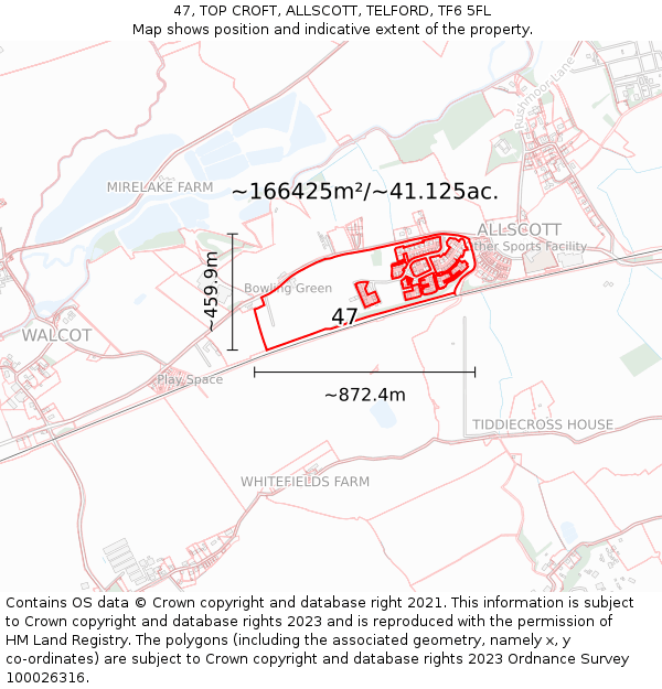 47, TOP CROFT, ALLSCOTT, TELFORD, TF6 5FL: Plot and title map