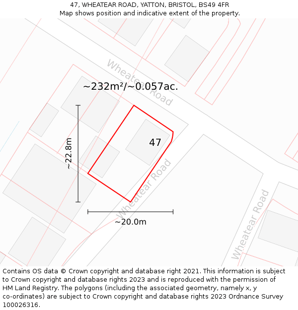 47, WHEATEAR ROAD, YATTON, BRISTOL, BS49 4FR: Plot and title map