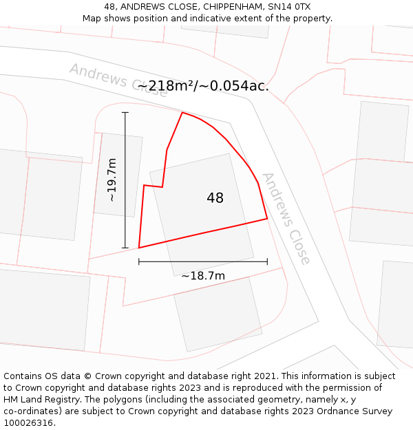 48, ANDREWS CLOSE, CHIPPENHAM, SN14 0TX: Plot and title map