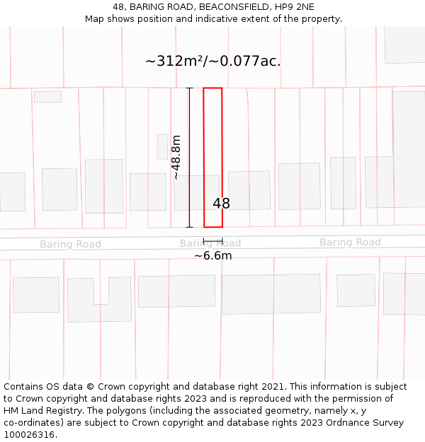 48, BARING ROAD, BEACONSFIELD, HP9 2NE: Plot and title map