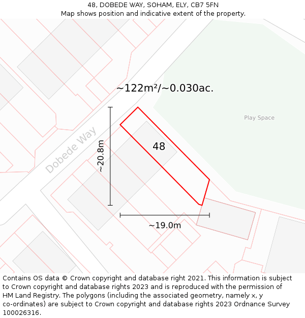48, DOBEDE WAY, SOHAM, ELY, CB7 5FN: Plot and title map