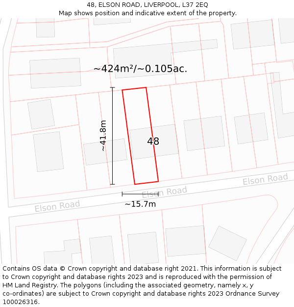48, ELSON ROAD, LIVERPOOL, L37 2EQ: Plot and title map