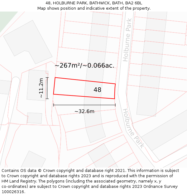 48, HOLBURNE PARK, BATHWICK, BATH, BA2 6BL: Plot and title map