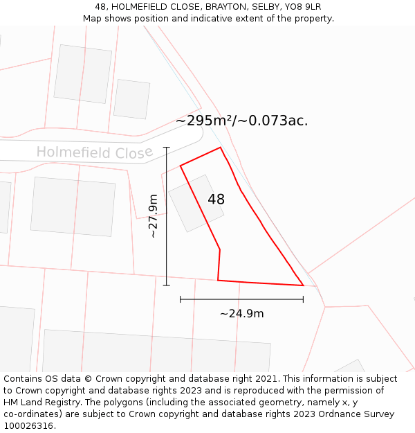 48, HOLMEFIELD CLOSE, BRAYTON, SELBY, YO8 9LR: Plot and title map