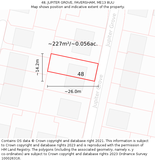 48, JUPITER GROVE, FAVERSHAM, ME13 8UU: Plot and title map
