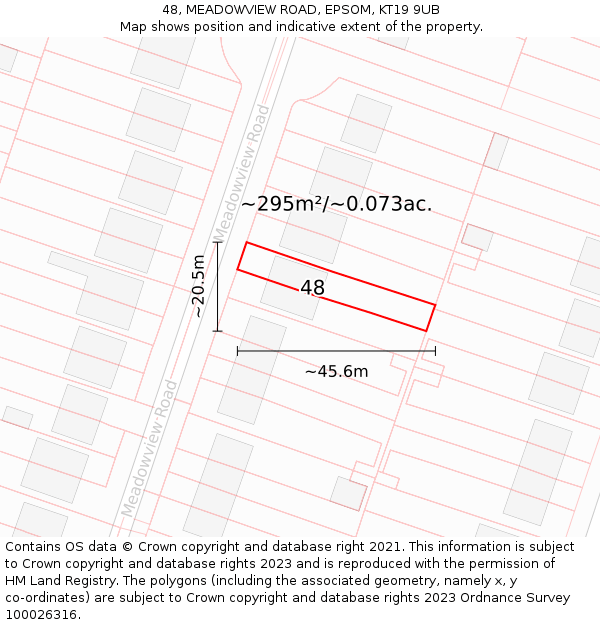 48, MEADOWVIEW ROAD, EPSOM, KT19 9UB: Plot and title map