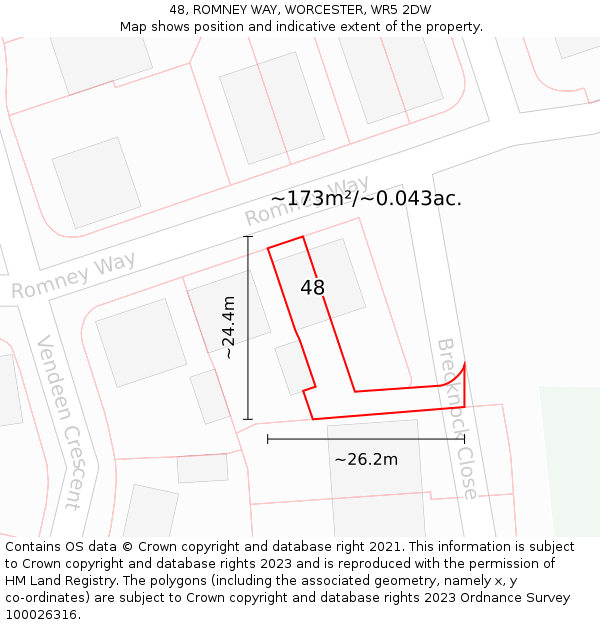 48, ROMNEY WAY, WORCESTER, WR5 2DW: Plot and title map