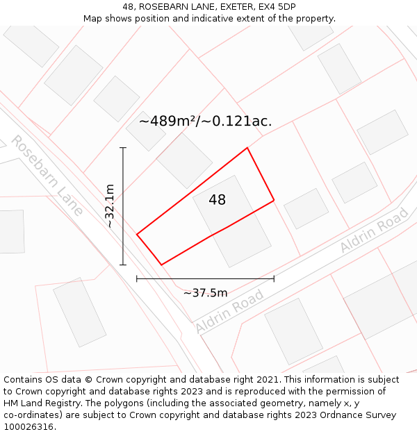 48, ROSEBARN LANE, EXETER, EX4 5DP: Plot and title map