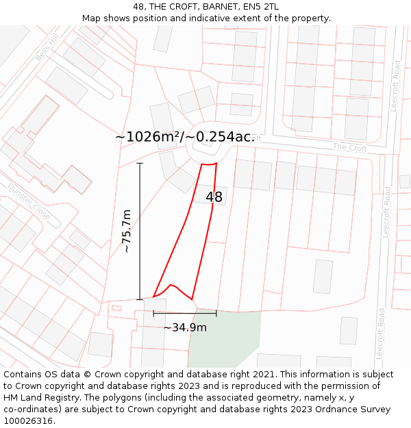 48, THE CROFT, BARNET, EN5 2TL: Plot and title map