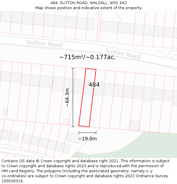 484, SUTTON ROAD, WALSALL, WS5 3AZ: Plot and title map