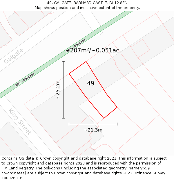 49, GALGATE, BARNARD CASTLE, DL12 8EN: Plot and title map