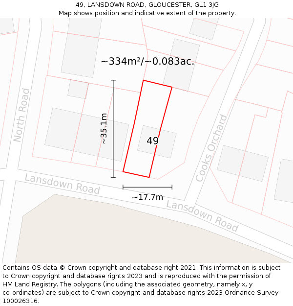 49, LANSDOWN ROAD, GLOUCESTER, GL1 3JG: Plot and title map