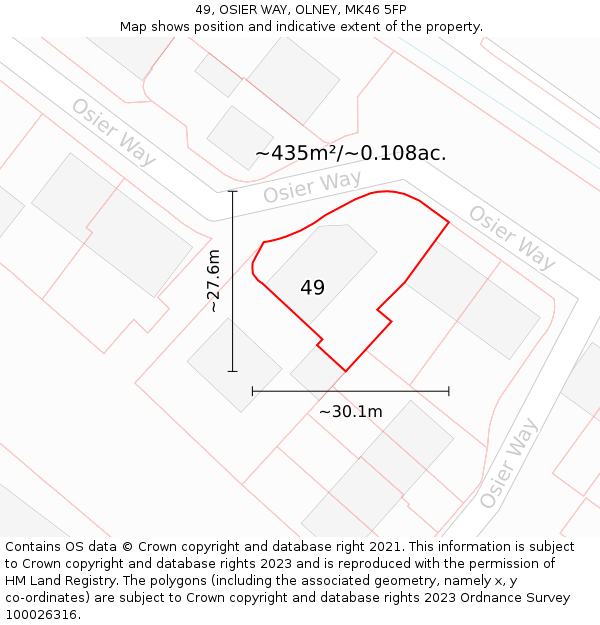 49, OSIER WAY, OLNEY, MK46 5FP: Plot and title map