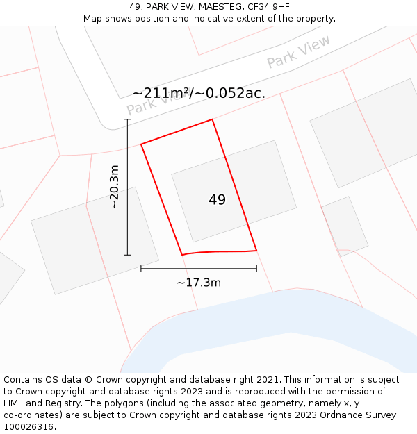 49, PARK VIEW, MAESTEG, CF34 9HF: Plot and title map