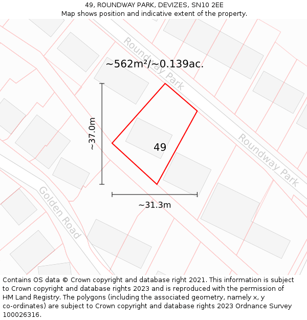 49, ROUNDWAY PARK, DEVIZES, SN10 2EE: Plot and title map